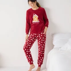 Pyjama met "huis" motief, fleecetricot met pluchetouch