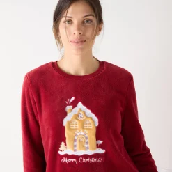 Pyjama met "huis" motief, fleecetricot met pluchetouch