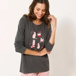 Pyjama met 'kat' print
