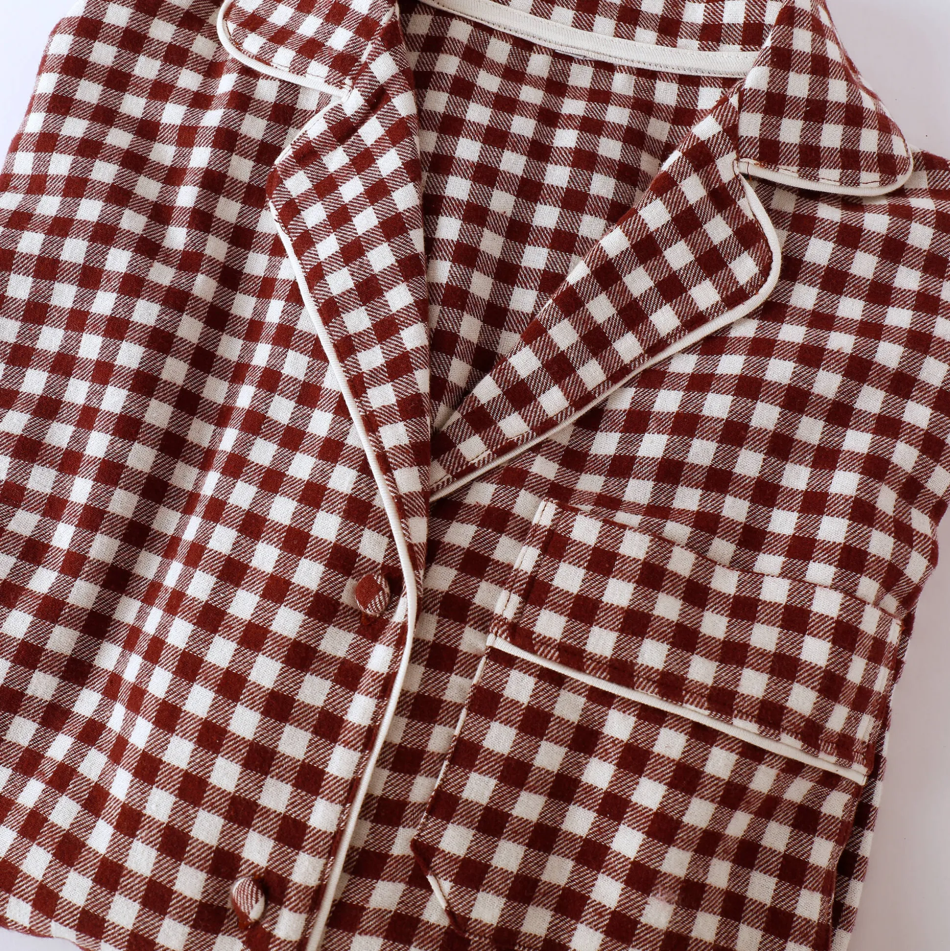 Pyjama met knoopsluiting en lange mouwen, in flanel met ingeweven vichymotief