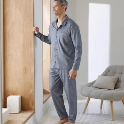 Pyjama met knoopsluiting, in piquétricot