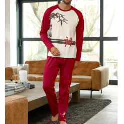 Pyjama met lange mouwen en bamboemotief
