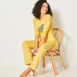 Pyjama met lange mouwen en boeketprint - katoen