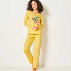 Pyjama met lange mouwen en boeketprint - katoen