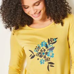 Pyjama met lange mouwen en boeketprint - katoen