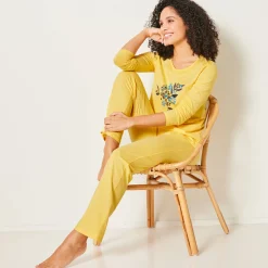 Pyjama met lange mouwen en boeketprint - katoen
