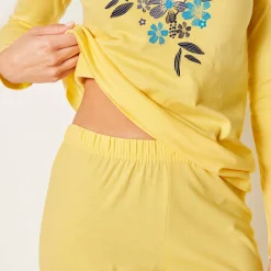 Pyjama met lange mouwen en boeketprint - katoen