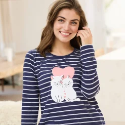 Pyjama met lange mouwen en poesjesmotief