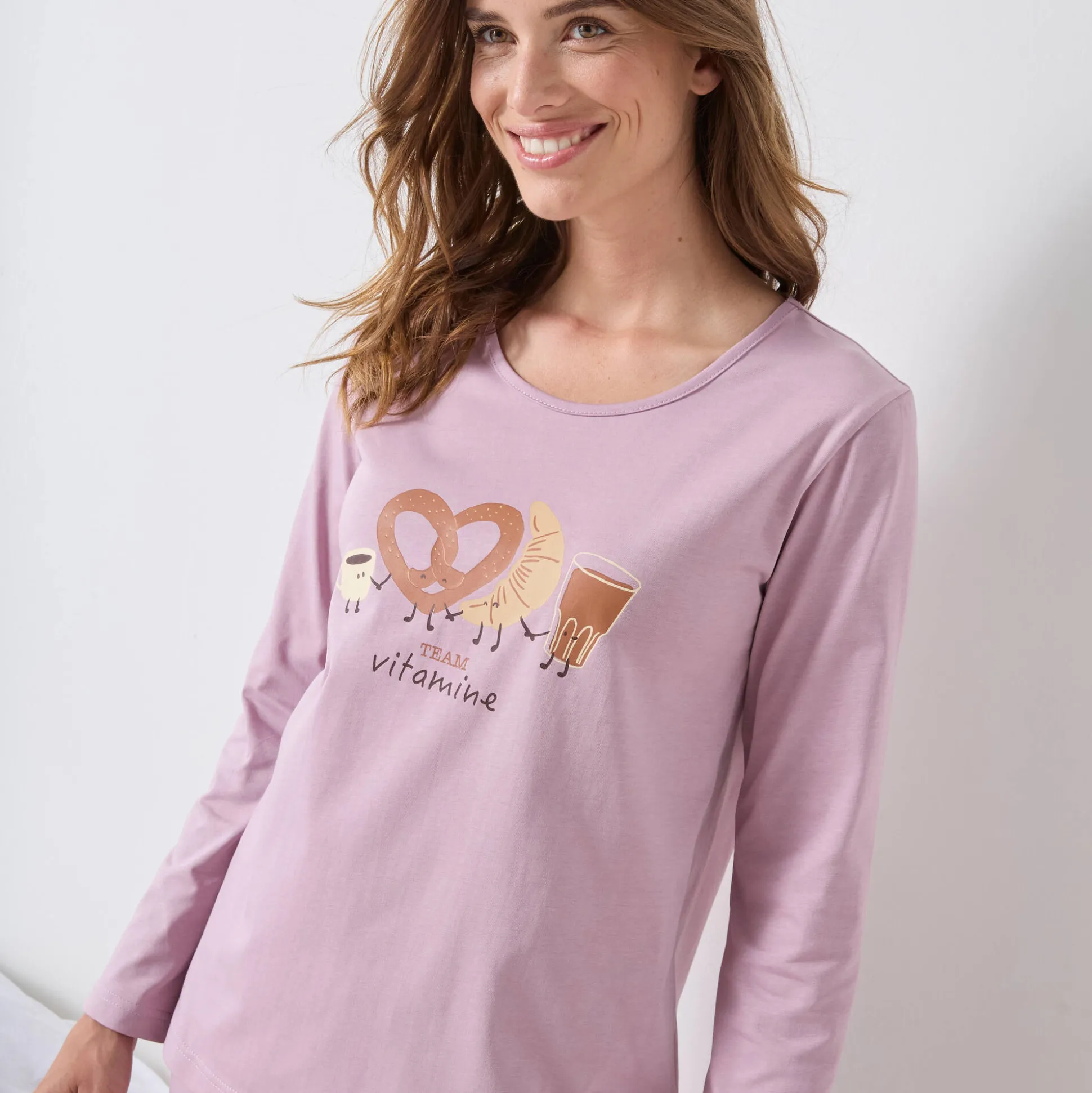 Pyjama met lange mouwen en "pause vitaminée" print