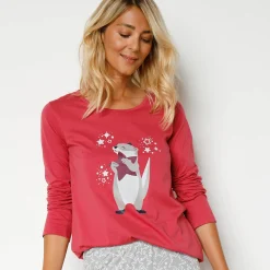 Pyjama met 'otter' print met bijpassend tasje
