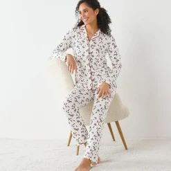 Pyjama met reverskraag en hulstprint