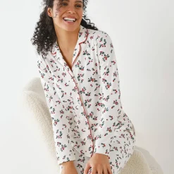Pyjama met reverskraag en hulstprint