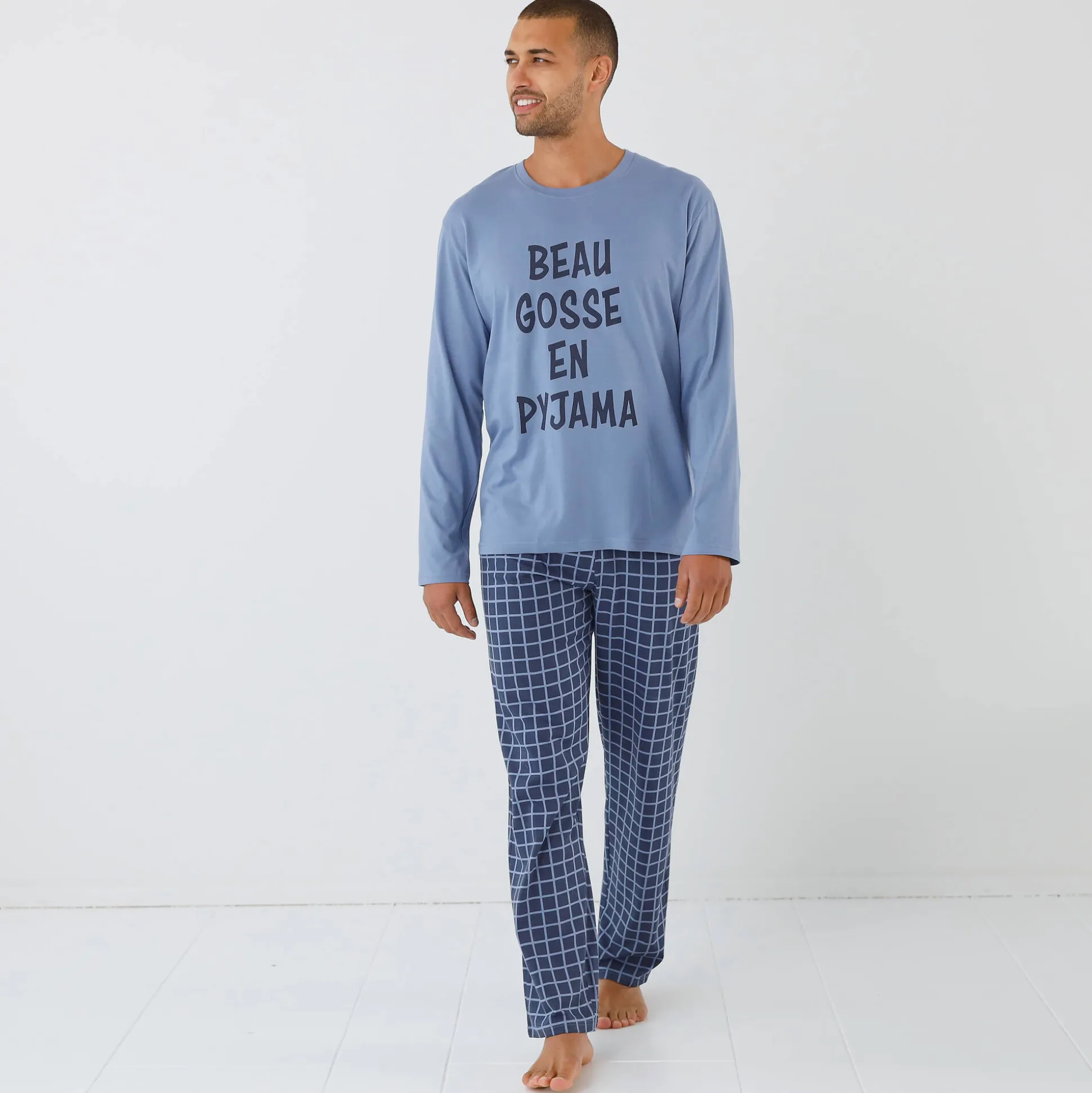 Pyjama met ronde hals en letterprint