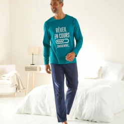 Pyjama met ronde hals en letterprint