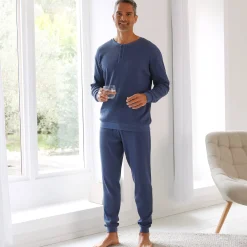 Pyjama met Tunesische hals en lange mouwen, bijenraattricot