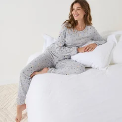 Pyjama Shiba in jersey, met hondenprint en lange mouwen