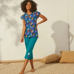 Pyjama T-shirt in katoen met korte mouwen - tropical print