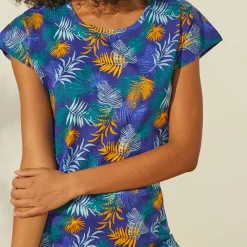 Pyjama T-shirt in katoen met korte mouwen - tropical print