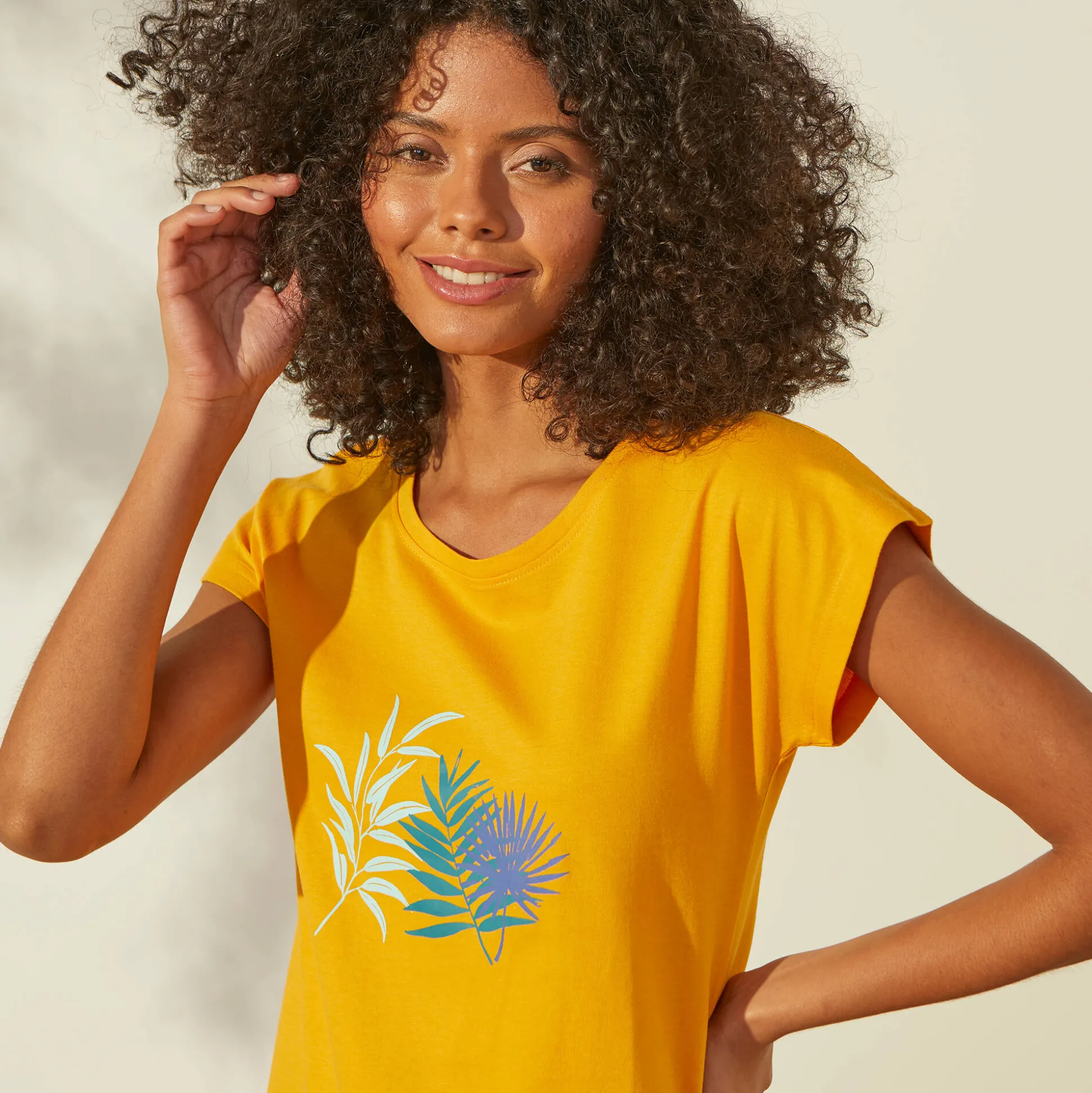 Pyjama T-shirt met tropische print