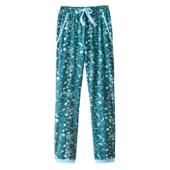 Pyjamabroek - smaragdgroen met bloemenprint
