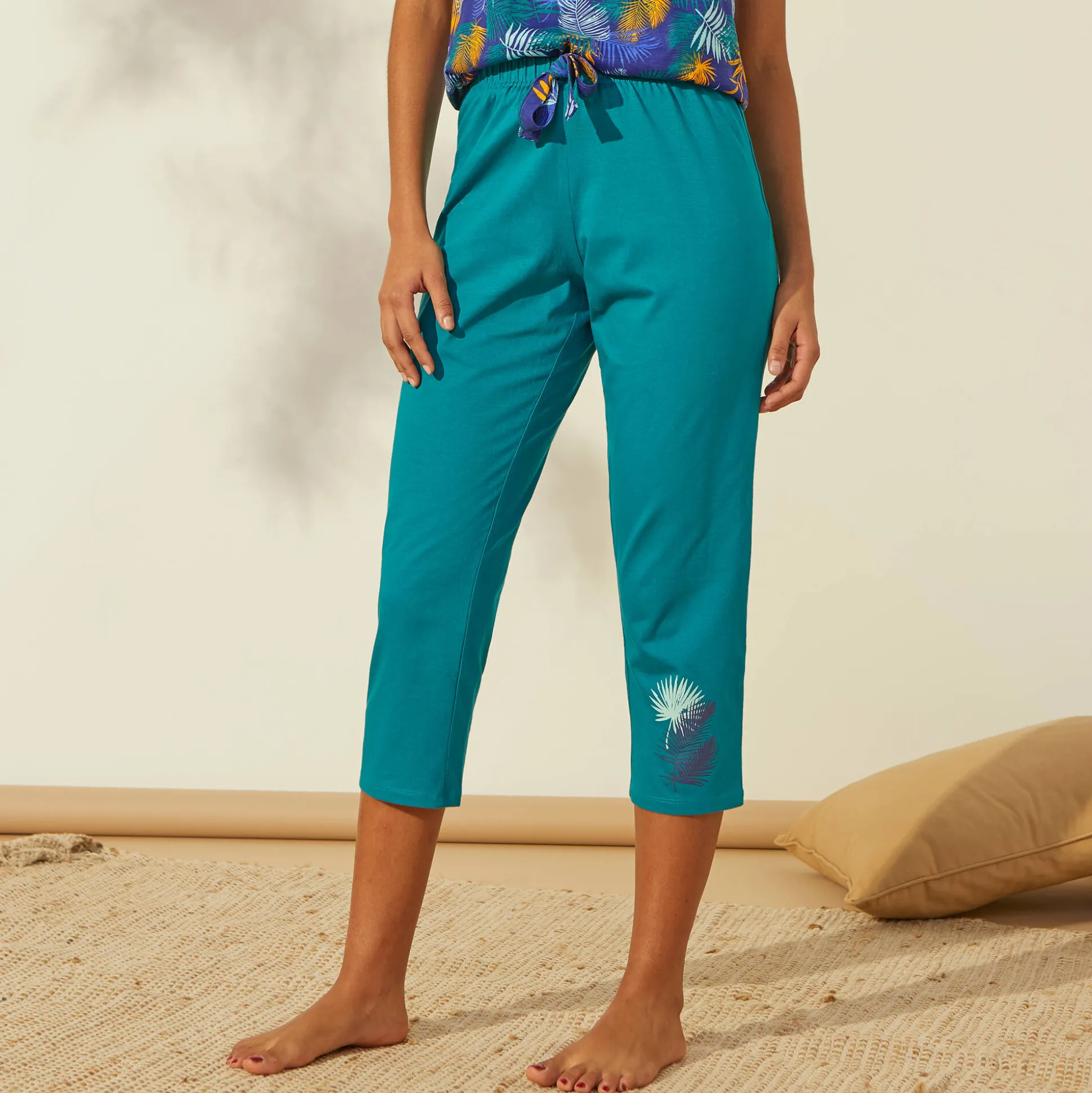 7/8-pyjamabroek in katoen - effen tropical
