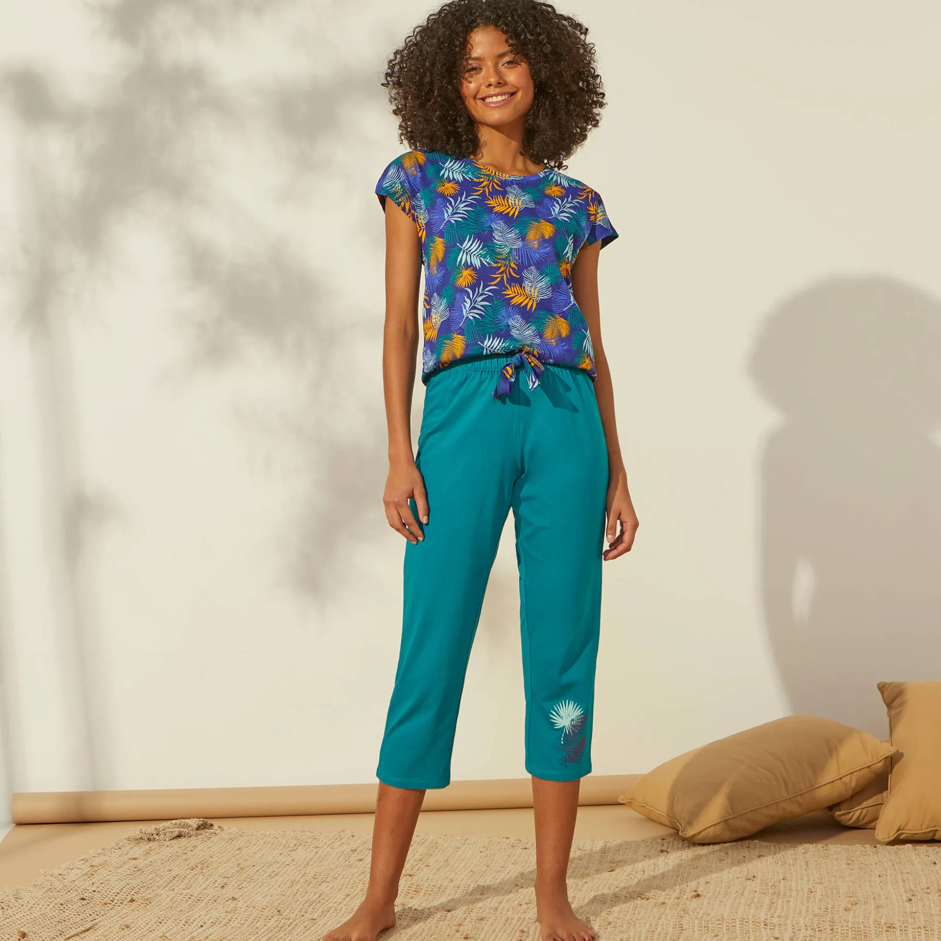 7/8-pyjamabroek in katoen - effen tropical