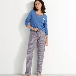 Pyjamabroek in katoen met strepenprint