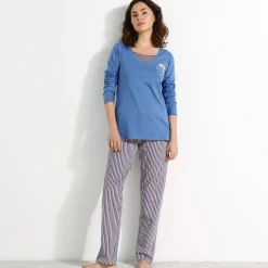 Pyjamabroek in katoen met strepenprint