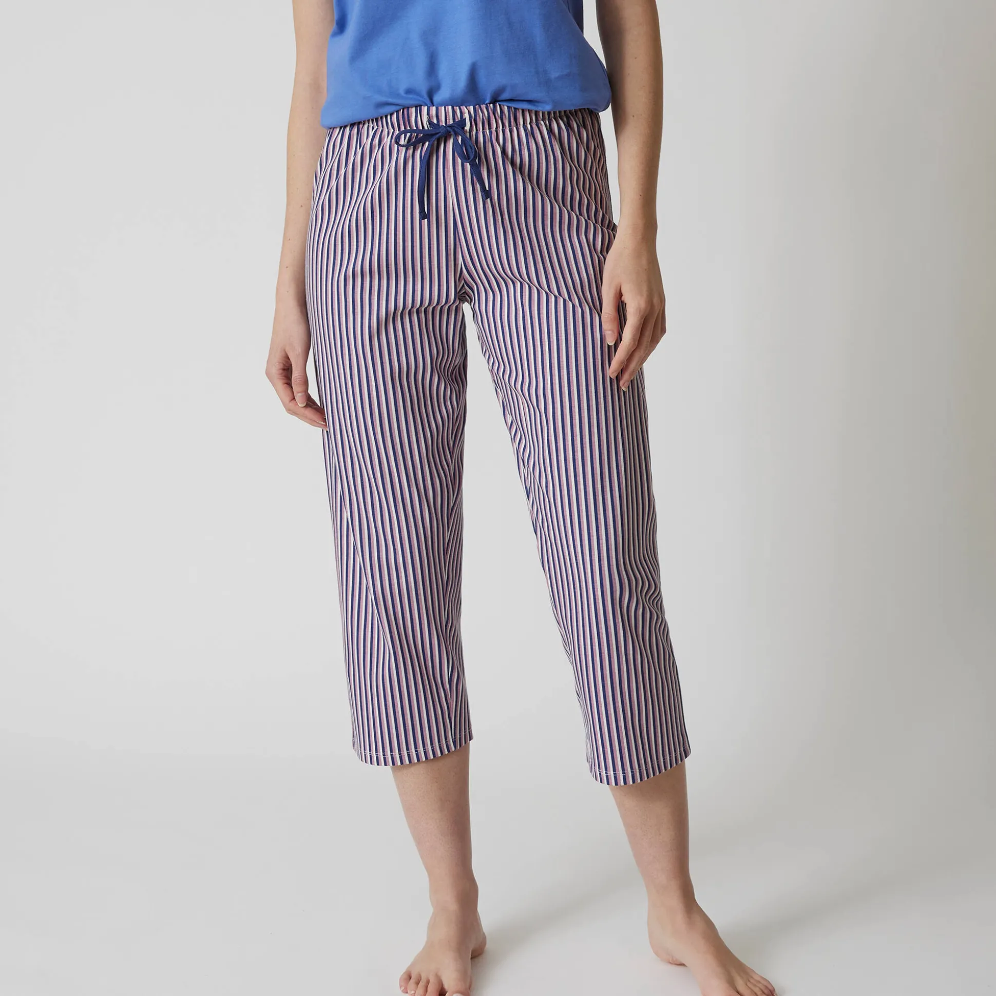 3/4-pyjamabroek in katoen met strepenprint
