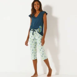 3/4-pyjamabroek met bloemblaadjesprint