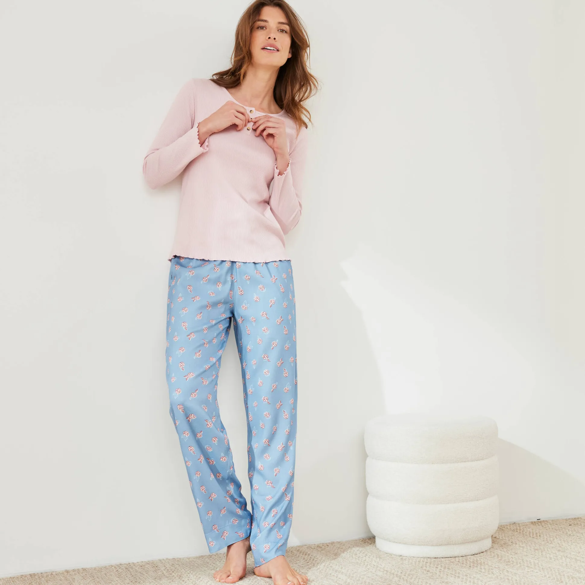 Pyjamabroek met bloemenprint