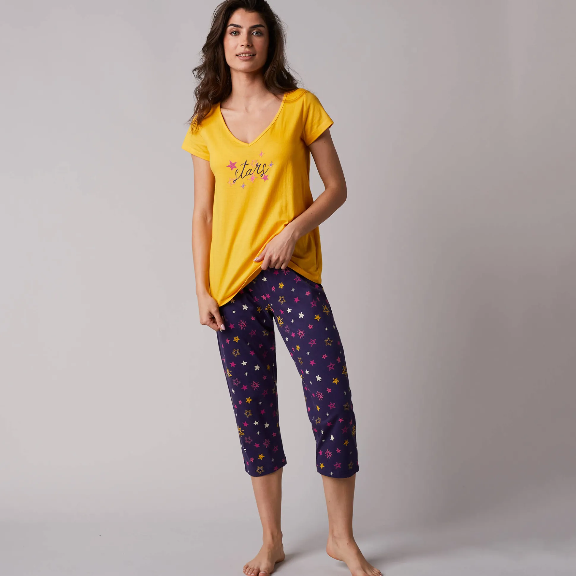 3/4-pyjamabroek met sterrenprint Estrella - katoen