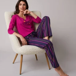 Pyjamabroek met strepenprint Estrella - katoen