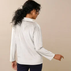 Pyjamajas met knoopsluiting, geruwd velours
