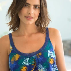 Pyjamashirt in katoen en macramé - tropical print