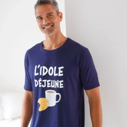 Pyjamashirt in maximodel met "L'idole déjeune" print