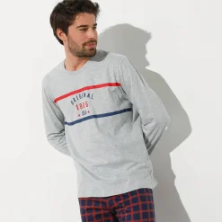 Pyjamashirt in polykatoen met lange mouwen
