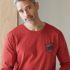 Pyjamashirt met borstprint en lange mouwen