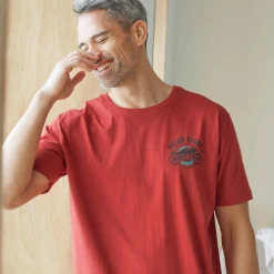 Pyjamashirt met borstprint en korte mouwen