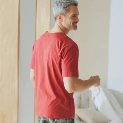 Pyjamashirt met borstprint en korte mouwen