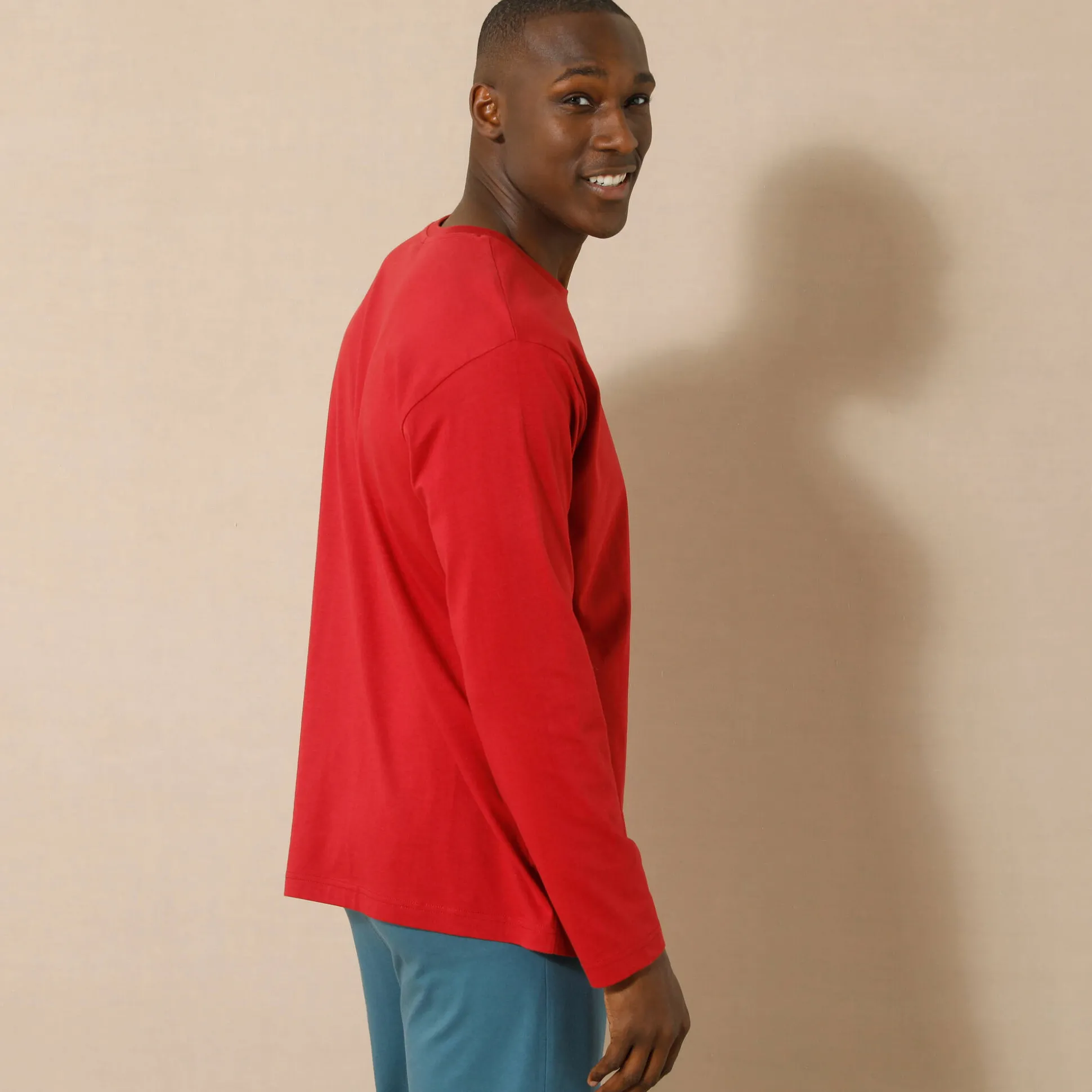 Pyjamashirt met borstzakje en lange mouwen