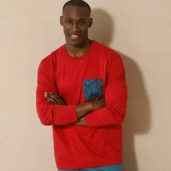 Pyjamashirt met borstzakje en lange mouwen