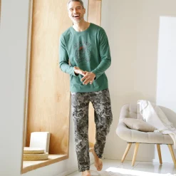 Pyjamashirt met geplaatste print en lange mouwen
