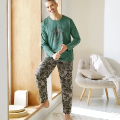 Pyjamashirt met geplaatste print en lange mouwen