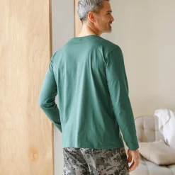Pyjamashirt met geplaatste print en lange mouwen