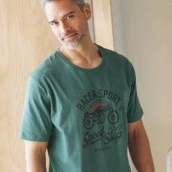 Pyjamashirt met geplaatste print en korte mouwen