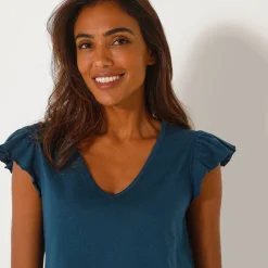 Pyjamashirt met korte mouwen en geplaatste bloemblaadjesprint