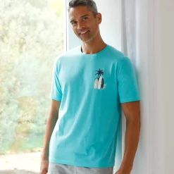 Pyjamashirt met korte mouwen en surfmotief