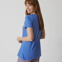 Pyjamashirt met korte mouwen en bloemenmotief