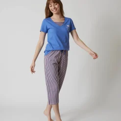 Pyjamashirt met korte mouwen en bloemenmotief